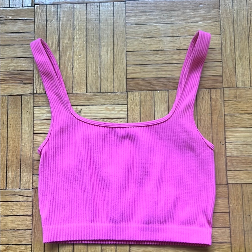 Zara Pink Ribbed Crop Tank Top